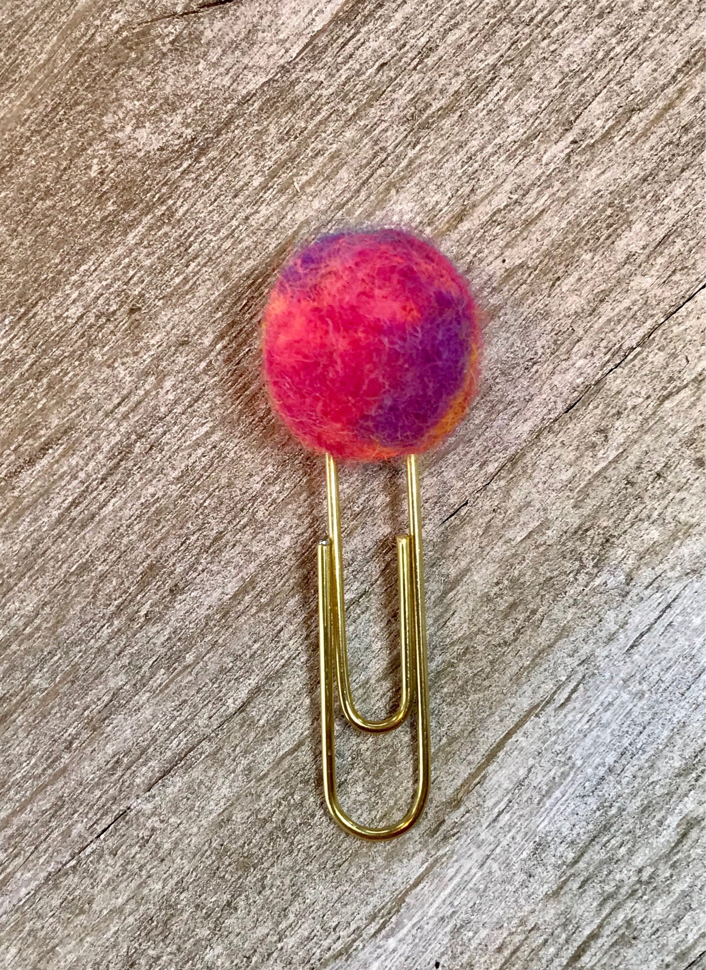 Sunrise Watercolor Wool Pom Paper Clip