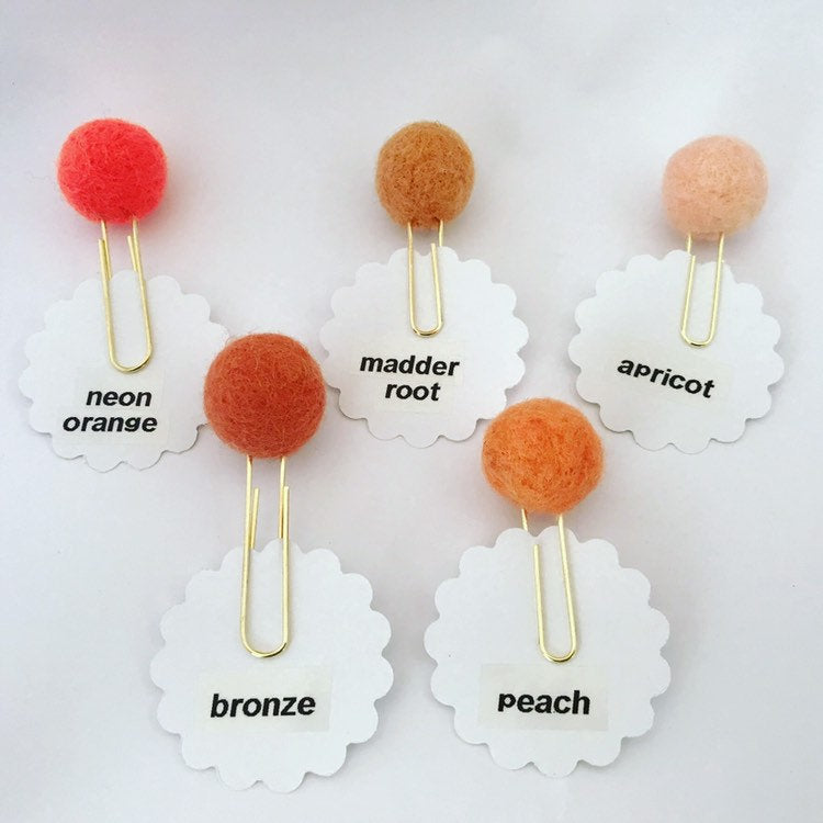 Oranges Wool Pom Paper Clip