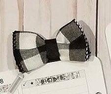 Black & White Plaid Bow Paper Clip