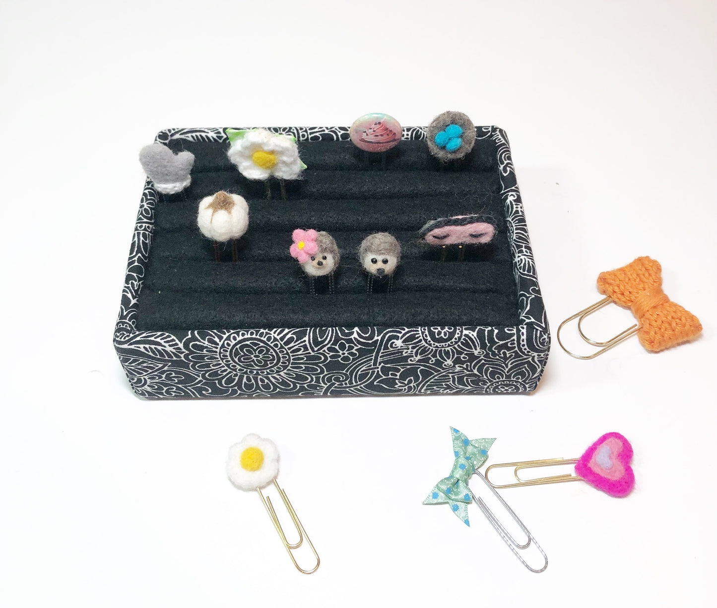 Black Floral Clip Collector Storage - The Woolly Planner