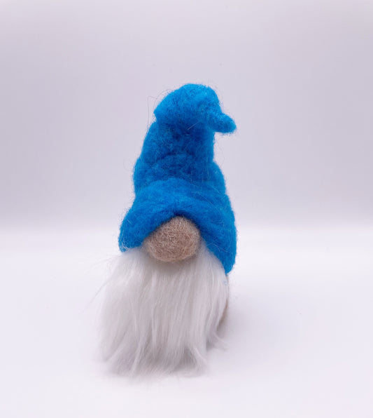 Blue and Brown Gnome Needle Felted Figure