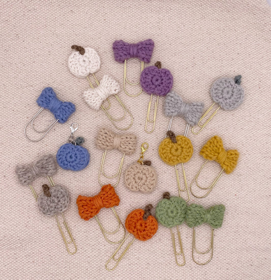 Neutral Crocheted Pumpkin Paper Clip