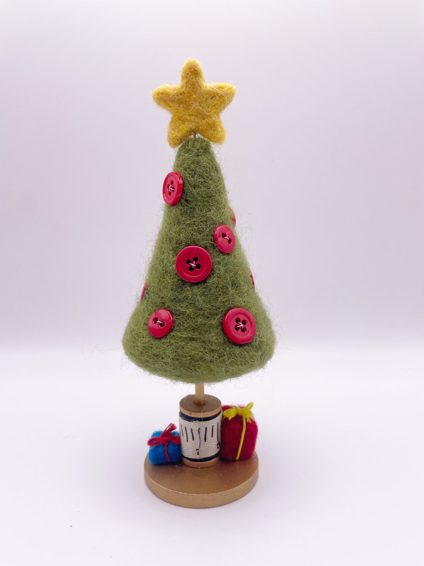 Button Christmas Tree Needle Felted Figure