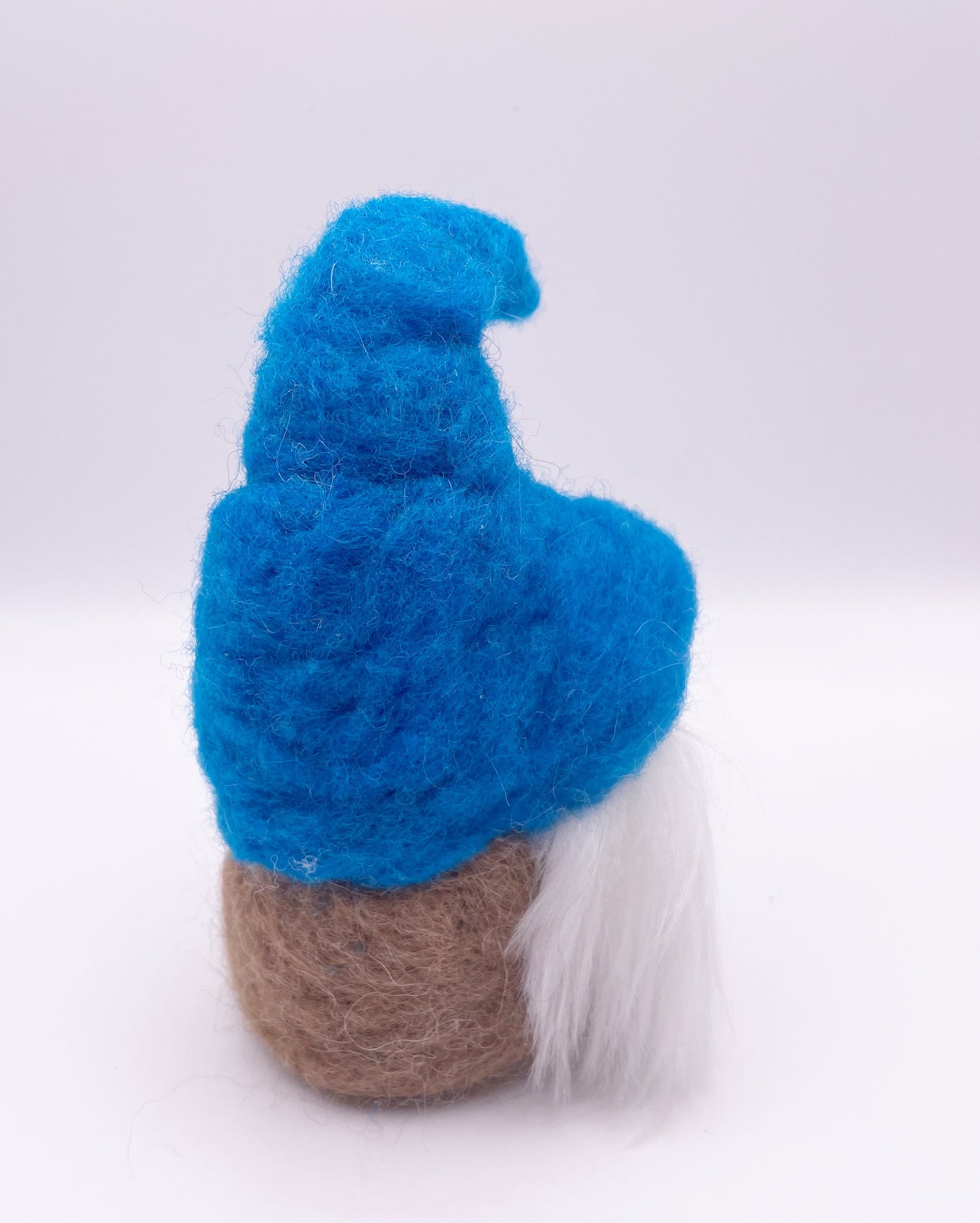 Blue and Brown Gnome Needle Felted Figure