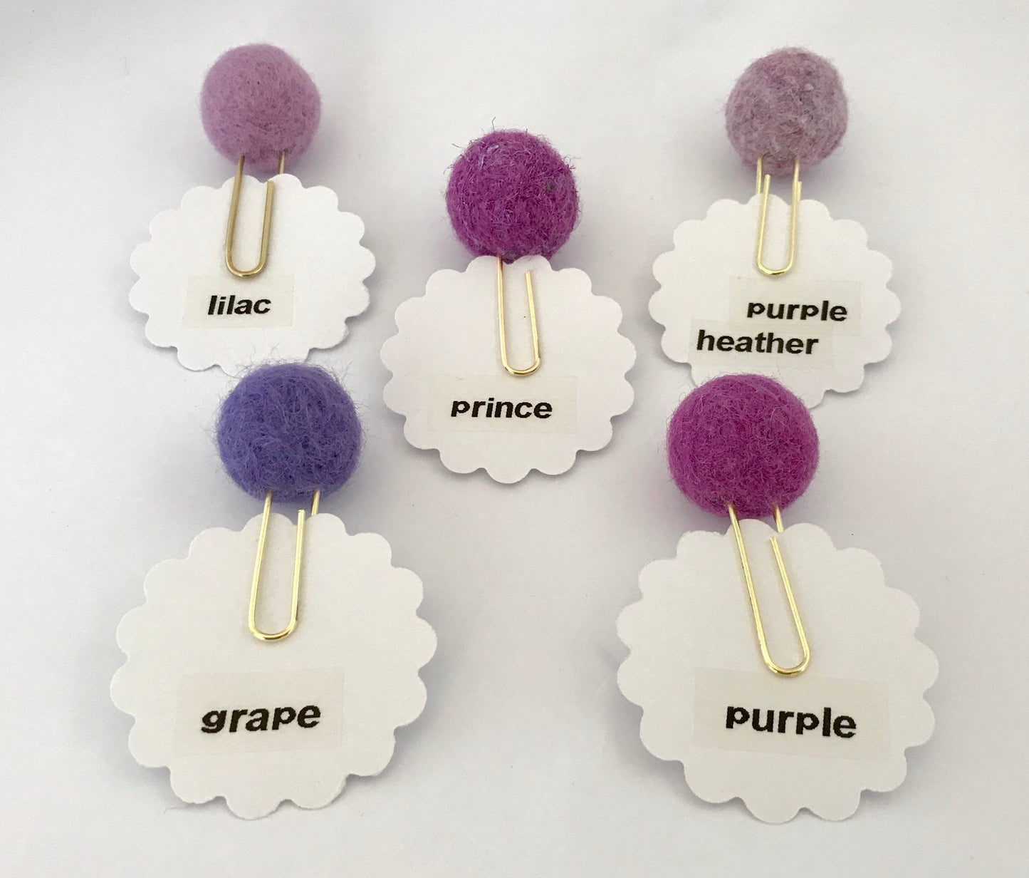 Purples Wool Pom Paper Clip