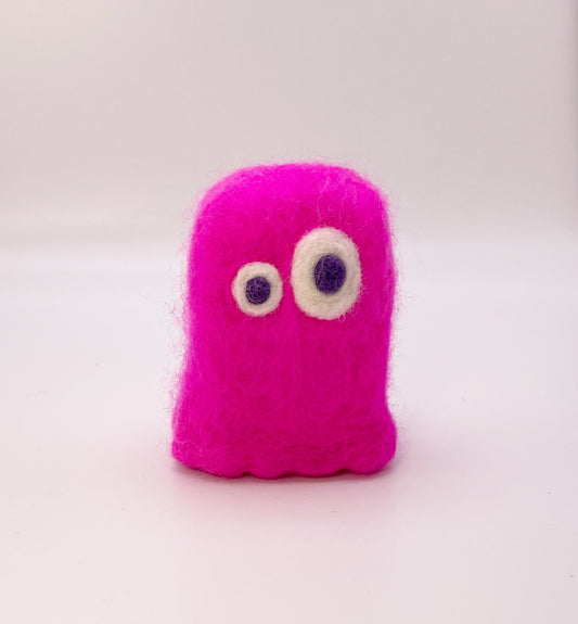 Pinky Neon Monster Needle Felted Figure